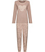 Beige bio-katoenen damespyjama lange mouw Leafy Love