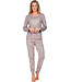 Beige bio-katoenen damespyjama lange mouw Leafy Love