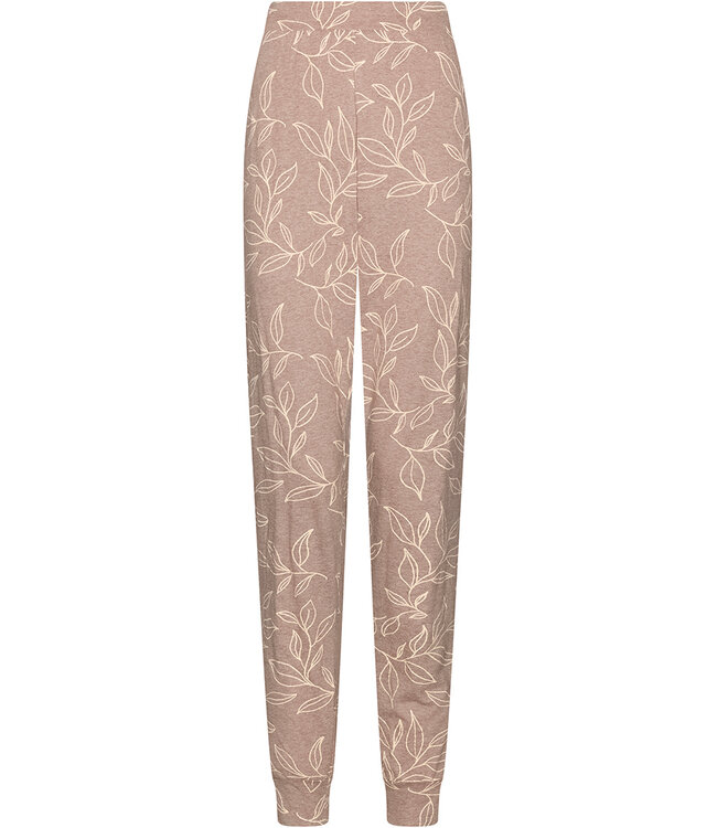 Beige bio-katoenen damespyjama lange mouw Leafy Love