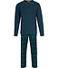 Donkerblauwe katoenen heren pyjama met flanel broek Forest Check
