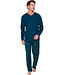 Donkerblauwe katoenen heren pyjama met flanel broek Forest Check