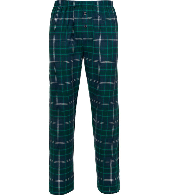 Donkerblauwe katoenen heren pyjama met flanel broek Forest Check