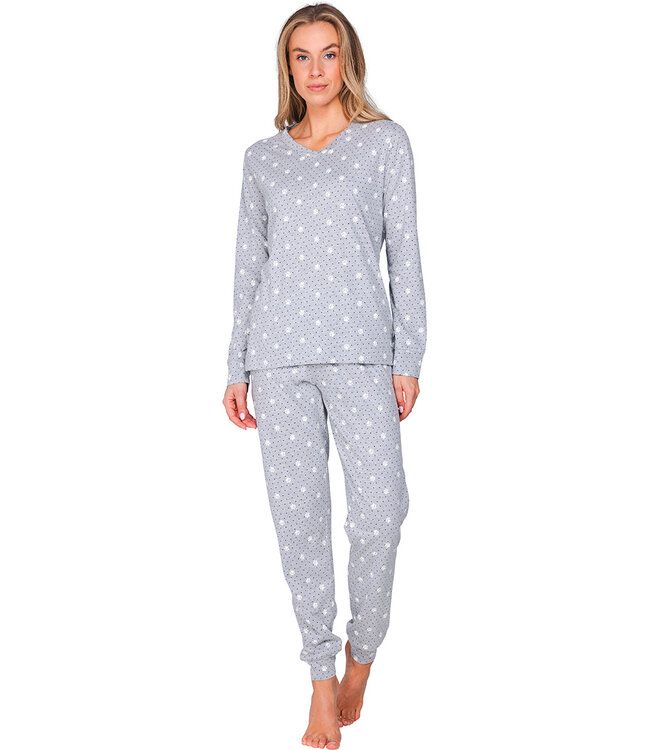 Grey pyjama with V-neck and long sleeves Paw Prints
