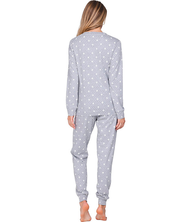 Grey pyjama with V-neck and long sleeves Paw Prints