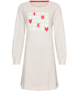 MyRebelle Beige nachthemd met lange mouwen en boorden True Love