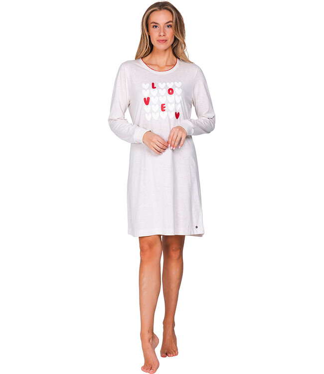 Beige nightdress with long sleeves and cuffs True Love