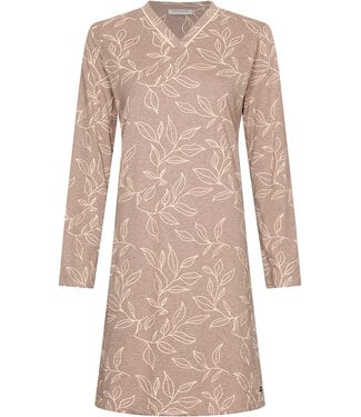 Pastunette Light brown organic cotton long sleeved nightdress Leafy Love