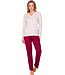 Dark red organic cotton long sleeved pyjama Mini Graphic Leaves