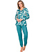 Dark green ladies pyjama with long sleeves Artistic Flower