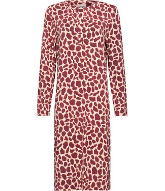 Pastunette Premium Dark red modal nightdress button front long sleeves Soft Animal