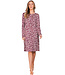 Donkerrood modal nachthemd knoopsluiting lange mouwen Soft Animal