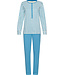Blue cotton french terry ladies pyjama with buttons Checkered Blocks
