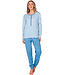 Blue cotton french terry ladies pyjama with buttons Checkered Blocks