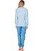 Blue cotton french terry ladies pyjama with buttons Checkered Blocks