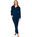 Donkerblauw huispak met rits en boorden lange mouwen Stylish Comfort