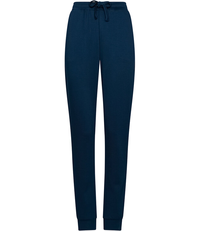Donkerblauw huispak met rits en boorden lange mouwen Stylish Comfort