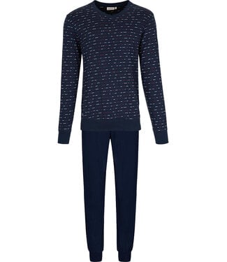 Pastunette for Men Dark blue cotton long sleeved men's pyjama Multi Lines