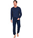 Dark blue cotton long sleeved men's pyjama Multi Lines