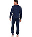 Donkerblauwe katoenen heren pyjama lange mouwen Multi Lines