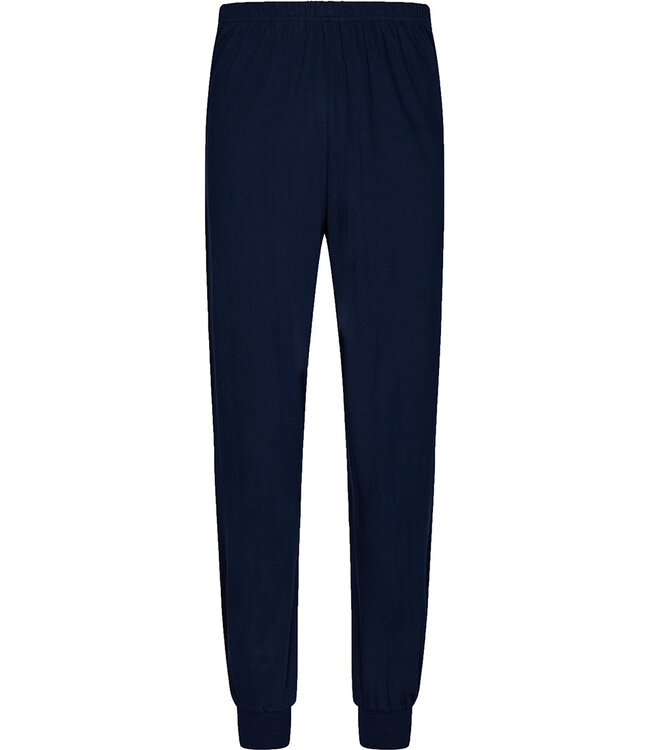 Donkerblauwe katoenen heren pyjama lange mouwen Multi Lines