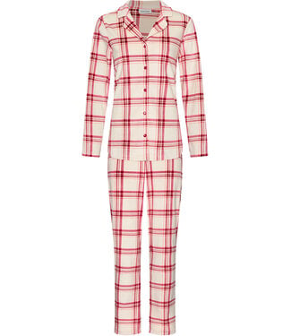Pastunette Dark red fleece long sleeved pyjama Soft Checks