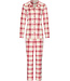 Donkerrode fleece damespyjama lange mouw Soft Checks