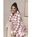 Donkerrode fleece damespyjama lange mouw Soft Checks