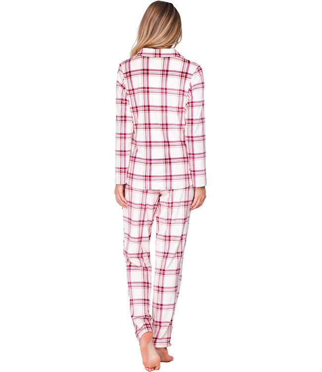Dark red fleece long sleeved pyjama Soft Checks