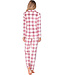 Donkerrode fleece damespyjama lange mouw Soft Checks