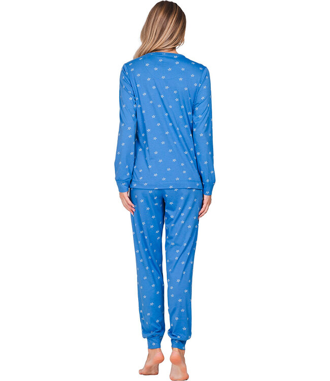 Blue organic cotton pyjama button front Trendy Stars