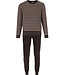 Dark grey cotton-terry long sleeved men's pyjama Stripey Comfort