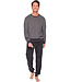 Dark grey cotton-terry long sleeved men's pyjama Stripey Comfort