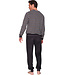 Dark grey cotton-terry long sleeved men's pyjama Stripey Comfort