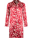 Pastunette Premium Red satin stretch nightdress full button long sleeves Autumn Flower