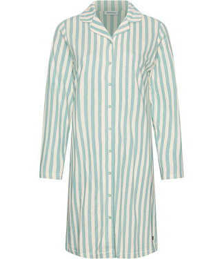 Pastunette Donkergroen katoenen nachthemd lange mouwen Teal Blue Stripes
