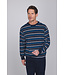 Dark blue cotton-terry men's pyjama Horizontal Blue Stripes