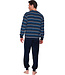 Dark blue cotton-terry men's pyjama Horizontal Blue Stripes