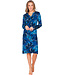 Donkerblauw nachthemd knoopsluiting lange mouwen Fancy Floral