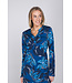 Donkerblauw nachthemd knoopsluiting lange mouwen Fancy Floral