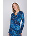 Donkerblauw nachthemd knoopsluiting lange mouwen Fancy Floral
