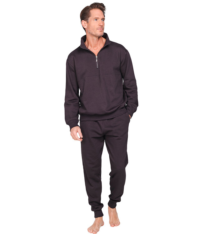 Donkergrijs katoenen french terry heren huispak Comfort Lounge