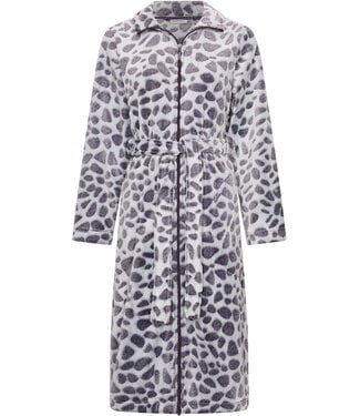 Pastunette Donkerpaarse fleece ochtendjas Chic Animal