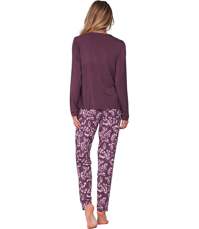 Dark purple modal long sleeved ladies pyjama Pretty Petals