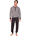 Dark grey cotton men's pyjama with mandarin collar Geometric Block