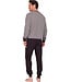 Dark grey cotton men's pyjama with mandarin collar Geometric Block