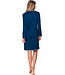 Donkerblauw katoenen interlock nachthemd met V-hals Winter Flower