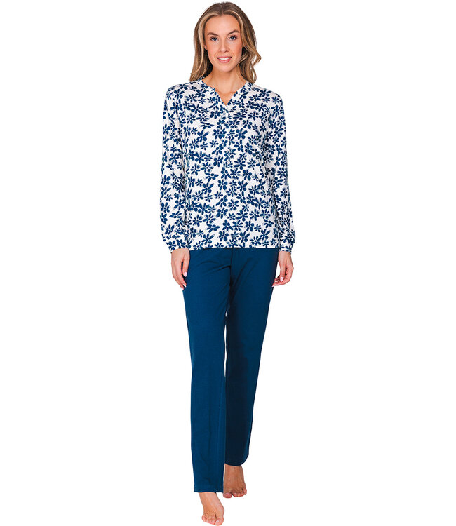 Dark blue organic cotton long sleeved pyjama Mini Flower Blooms