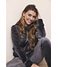 Dark grey rib velours homesuit with zip Velvet Comfort
