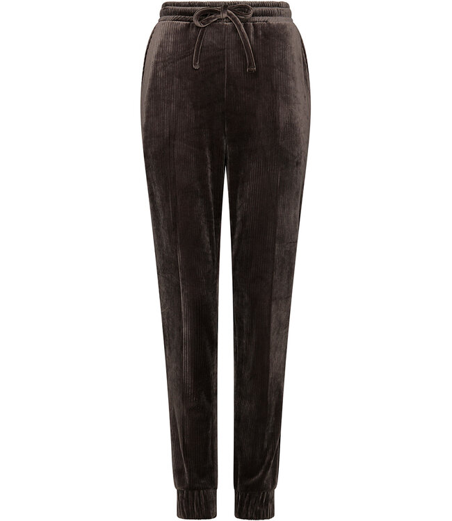 Dark grey rib velours homesuit with zip Velvet Comfort