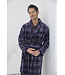 Donkerblauwe fleece heren ochtendjas Modern Check